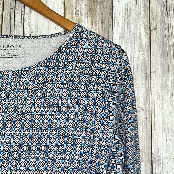 Talbots Blue Mixed Print Long Sleeve - Picture 2 of 4